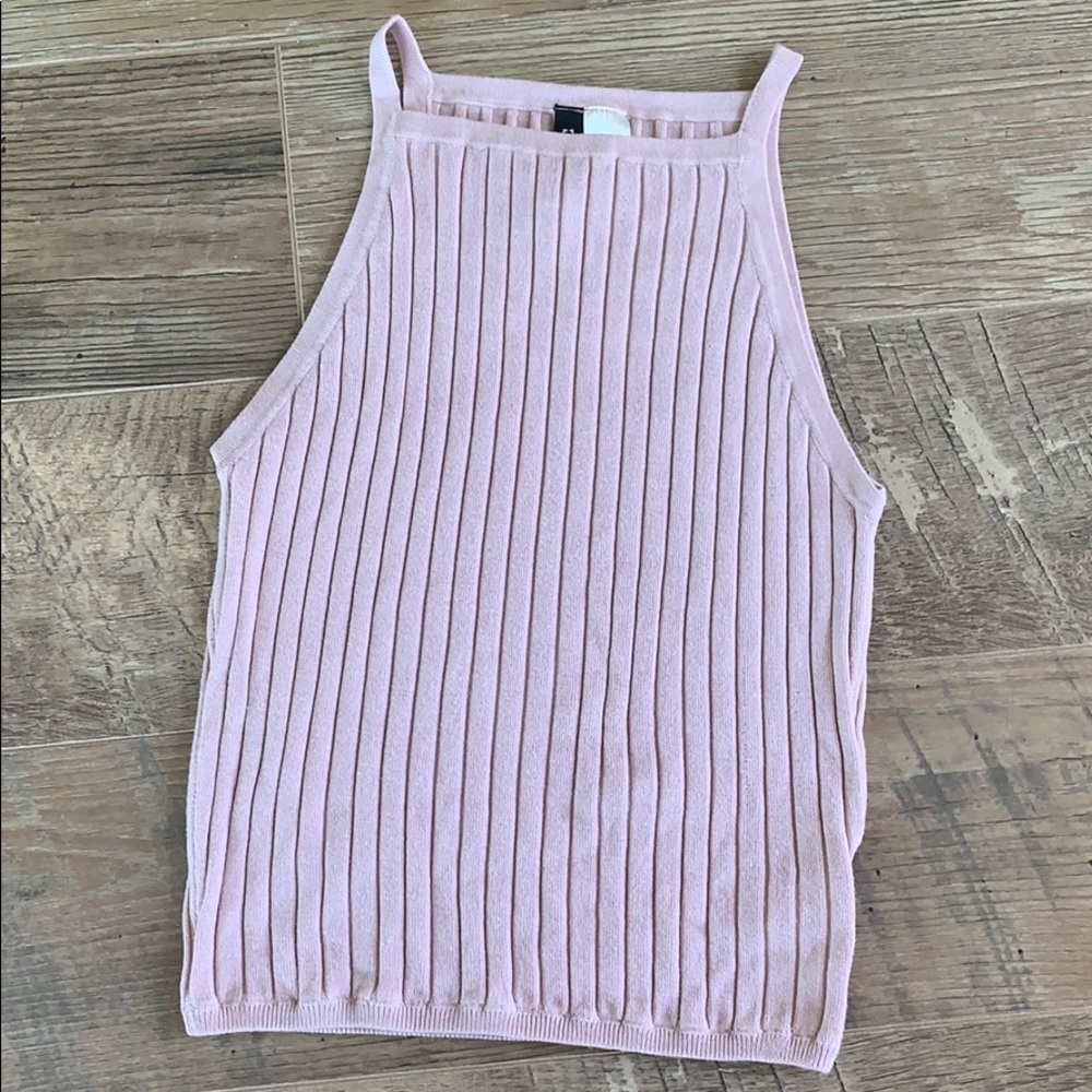Pink ribbed tank top